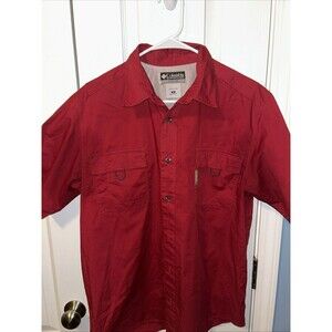 Men’s Columbia Omni Shade Short Sleeve Fishing Shirt Size Medium Red XCO